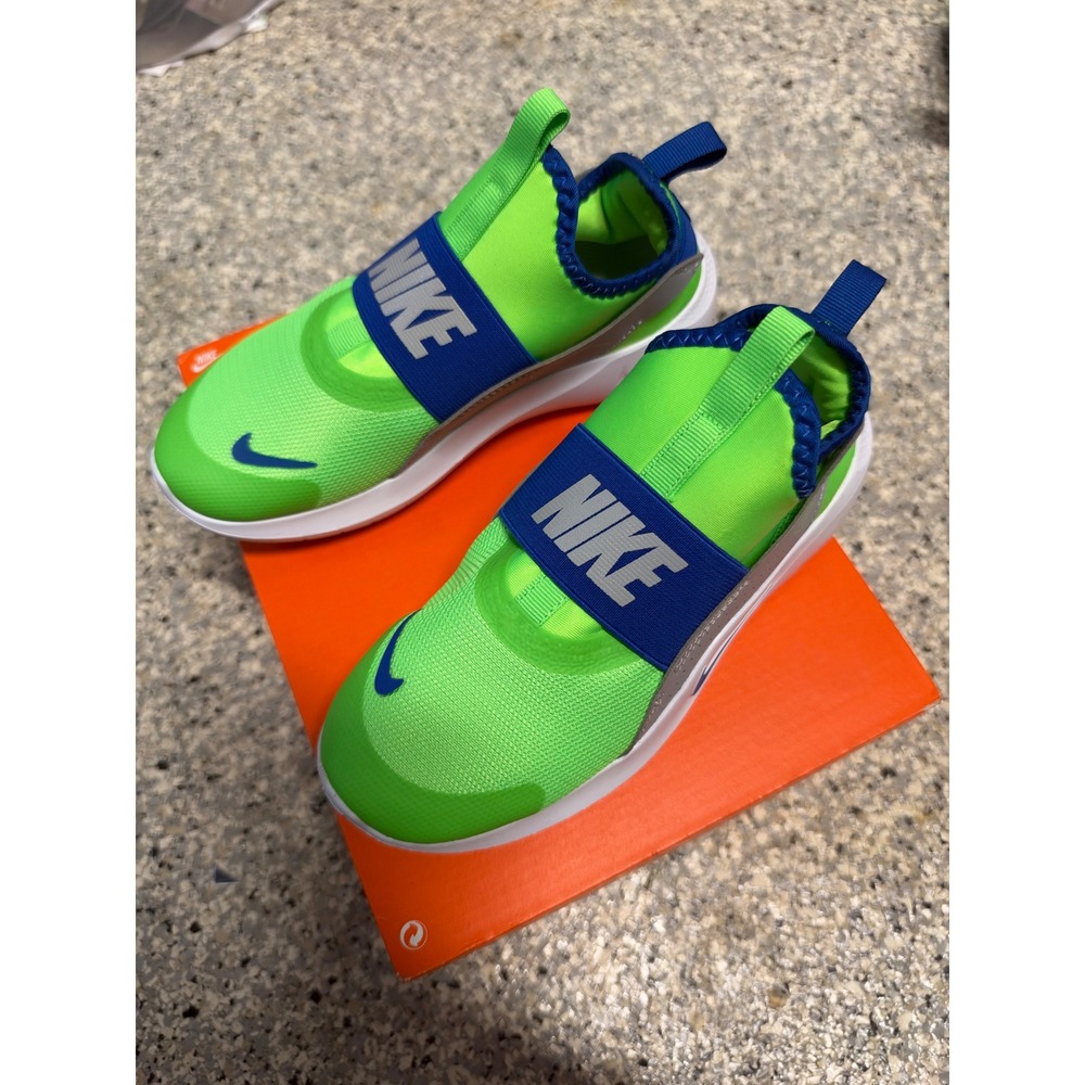 Nwt Nike Flex Runner 2 GS Neon Green Blue Slip On Sneakers DJ6038-301 Size 2.5Y